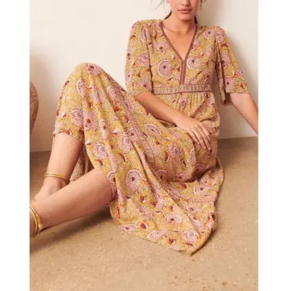 ba&sh NWT Valley Floral Maxi Dress in Yellow and Pink Boho Cottagecore - Picture 5 of 14